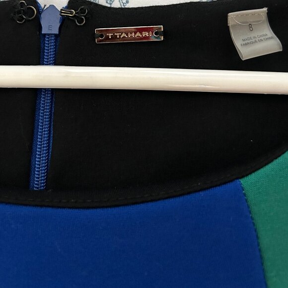 Tahari Women's Sheath Colorblock Dress (Size 8) Green, Black & Blue - Picture 5 of 9